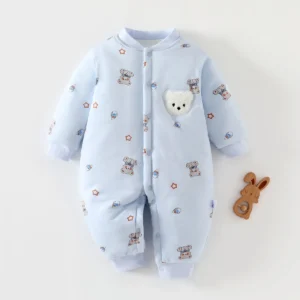 Newborn Baby Onesie Boys Girls Winter Thickened Long Sleeve Cute Pattern Onesie Newborn Baby Comfortable Warm Onesie