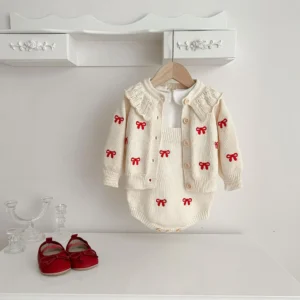 Autumn Winter Newborn Infant Baby Girls Romper Knitting Embroidery Coat Rompers Kids Onepiece Fashion Baby Clothing