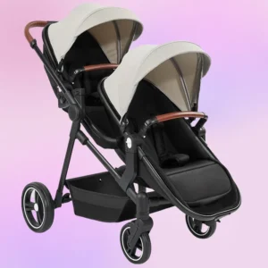 Lightweight Foldable Twin Baby Stroller High View Baby Stroller Two-way Portable Twin Baby Stroller Lightweight Travel Pram
